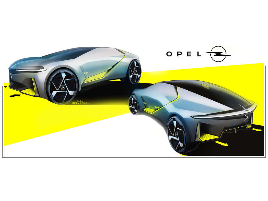 Концептуальний автомобіль Opel Experimental, вигляд на два авто